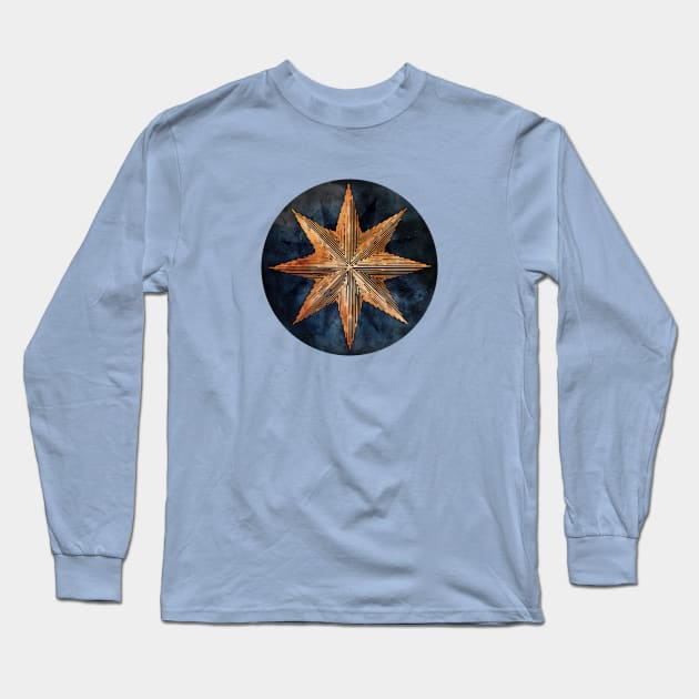 Star of Night - Nautical Compass Star Long Sleeve T-Shirt by directdesign